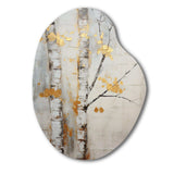 Tree Whispers Of Grey & Yellow III - Asymmetric Metal Wall Art