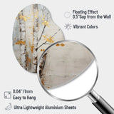 Tree Whispers Of Grey & Yellow III - Asymmetric Metal Wall Art