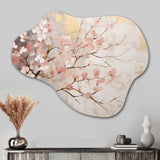 Cherry Blossom Tree Whispers Of Pink - Asymmetric Metal Wall Art