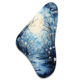 Blue White Tree Moonlit Silhouette I - Asymmetric Metal Wall Art