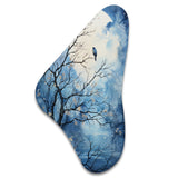 Blue White Tree Moonlit Silhouette II - Asymmetric Metal Wall Art