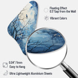 Blue White Tree Moonlit Silhouette II - Asymmetric Metal Wall Art