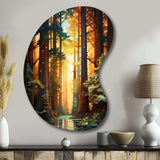 Redwood Shimmering Tree Heights I - Asymmetric Metal Wall Art