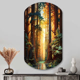 Redwood Shimmering Tree Heights I - Asymmetric Metal Wall Art