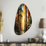 Redwood Shimmering Tree Heights I - Asymmetric Metal Wall Art