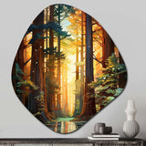 Redwood Shimmering Tree Heights I - Asymmetric Metal Wall Art