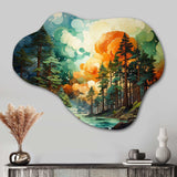 Redwood Tree Symphony Of Green Forest - Asymmetric Metal Wall Art