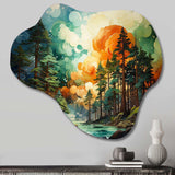 Redwood Tree Symphony Of Green Forest - Asymmetric Metal Wall Art