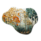 Orange Green Trees Canopy Patchwork I - Asymmetric Metal Wall Art