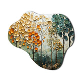 Orange Green Trees Canopy Patchwork I - Asymmetric Metal Wall Art