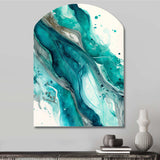 Turquoise Waves In Paradise V - Asymmetric Metal Wall Art