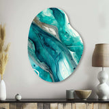 Turquoise Waves In Paradise V - Asymmetric Metal Wall Art