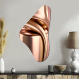 Minimal Liquid Gold And Taupe Waves I - Asymmetric Metal Wall Art