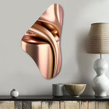 Minimal Liquid Gold And Taupe Waves I - Asymmetric Metal Wall Art