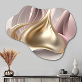 Minimal Liquid Gold And Taupe Waves II - Asymmetric Metal Wall Art