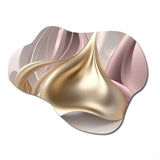 Minimal Liquid Gold And Taupe Waves II - Asymmetric Metal Wall Art