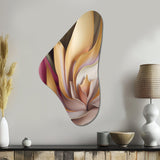 Minimal Liquid Gold And Taupe Waves V - Asymmetric Metal Wall Art