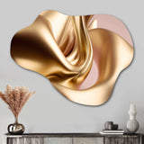 Smooth Liquid Gold In Soft Shades Of Gold And Taupe II - Asymmetric Metal Wall Art