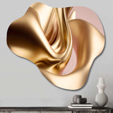 Smooth Liquid Gold In Soft Shades Of Gold And Taupe II - Asymmetric Metal Wall Art