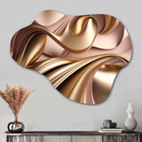 Smooth Liquid Gold In Soft Shades Of Gold And Taupe IV - Asymmetric Metal Wall Art