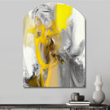 Mustard Yellow And Vivid Gray I - Asymmetric Metal Wall Art