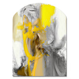 Mustard Yellow And Vivid Gray I - Asymmetric Metal Wall Art