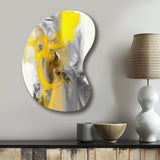 Mustard Yellow And Vivid Gray I - Asymmetric Metal Wall Art