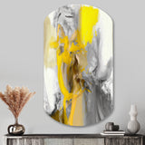 Mustard Yellow And Vivid Gray I - Asymmetric Metal Wall Art