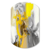 Mustard Yellow And Vivid Gray I - Asymmetric Metal Wall Art