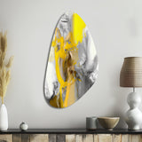 Mustard Yellow And Vivid Gray I - Asymmetric Metal Wall Art