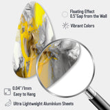 Mustard Yellow And Vivid Gray I - Asymmetric Metal Wall Art