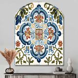 Mediterranean Tiles In Retro Blue I - Asymmetric Metal Wall Art