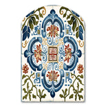 Mediterranean Tiles In Retro Blue I - Asymmetric Metal Wall Art