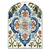 Mediterranean Tiles In Retro Blue I - Asymmetric Metal Wall Art