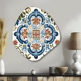 Mediterranean Tiles In Retro Blue I - Asymmetric Metal Wall Art