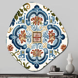 Mediterranean Tiles In Retro Blue I - Asymmetric Metal Wall Art