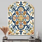 Mediterranean Tiles In Retro Blue IV - Asymmetric Metal Wall Art