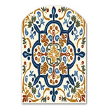 Mediterranean Tiles In Retro Blue IV - Asymmetric Metal Wall Art