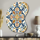 Mediterranean Tiles In Retro Blue IV - Asymmetric Metal Wall Art