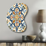 Mediterranean Tiles In Retro Blue IV - Asymmetric Metal Wall Art