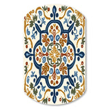 Mediterranean Tiles In Retro Blue IV - Asymmetric Metal Wall Art