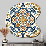 Mediterranean Tiles In Retro Blue IV - Asymmetric Metal Wall Art