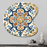 Mediterranean Tiles In Retro Blue IV - Asymmetric Metal Wall Art