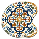 Mediterranean Tiles In Retro Blue IV - Asymmetric Metal Wall Art