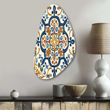 Mediterranean Tiles In Retro Blue IV - Asymmetric Metal Wall Art