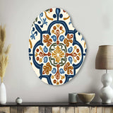 Mediterranean Tiles In Retro Blue IV - Asymmetric Metal Wall Art