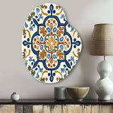 Mediterranean Tiles In Retro Blue IV - Asymmetric Metal Wall Art