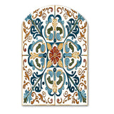 Mediterranean Tiles In Retro Blue VI - Asymmetric Metal Wall Art