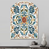 Mediterranean Tiles In Retro Blue VI - Asymmetric Metal Wall Art