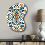 Mediterranean Tiles In Retro Blue VI - Asymmetric Metal Wall Art